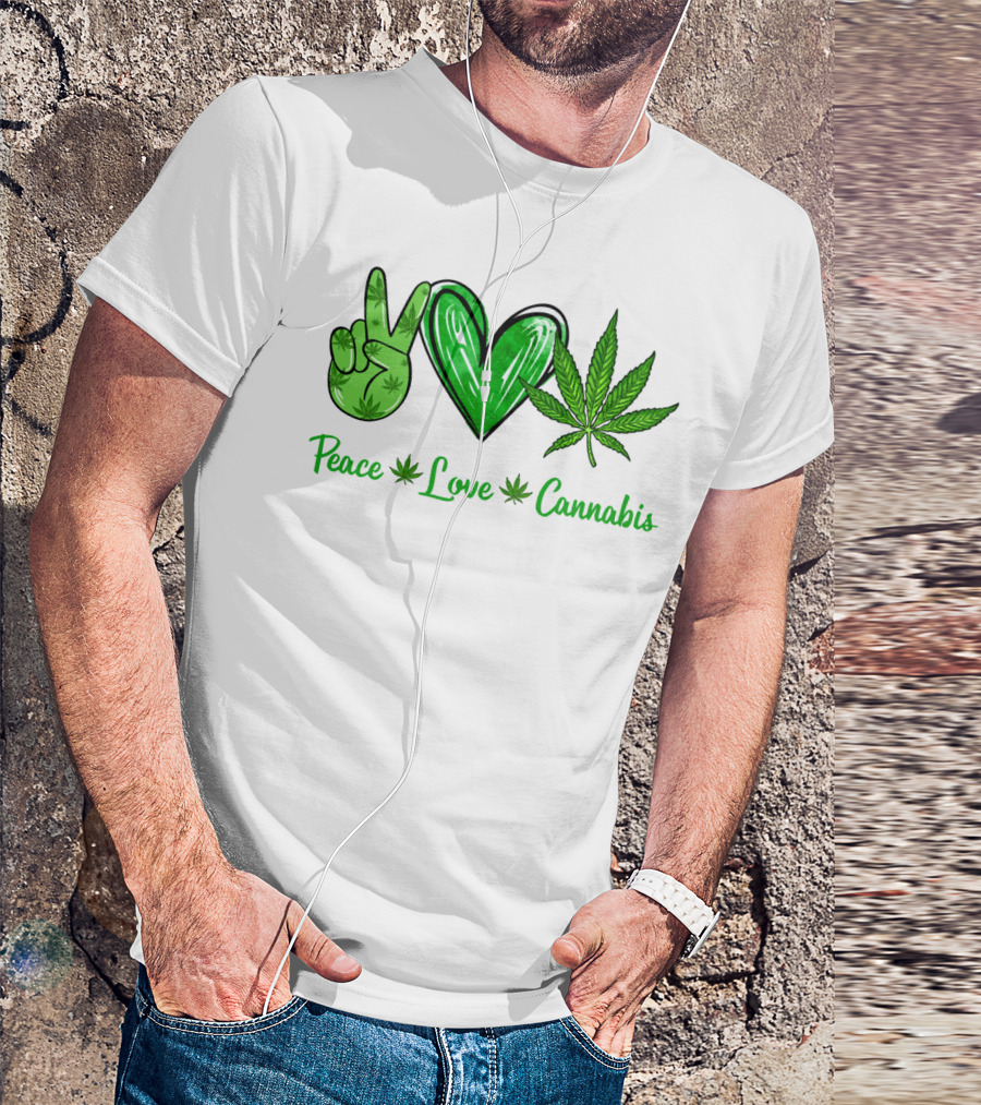 Peace Love Cannabis Green Symbols T-Shirt