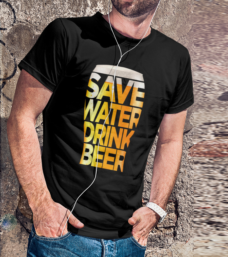 Save Water Drink Beer Retro Funny Beer Pint Glass T-Shirt