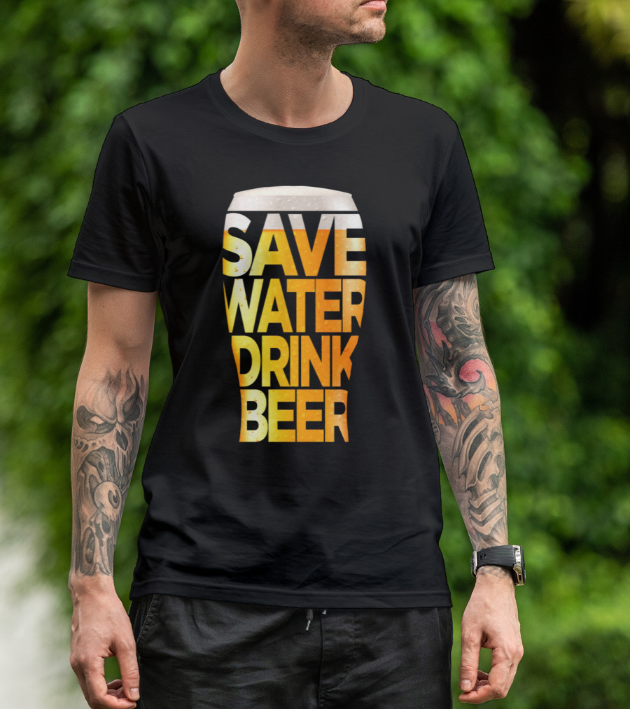Save Water Drink Beer Retro Funny Beer Pint Glass T-Shirt