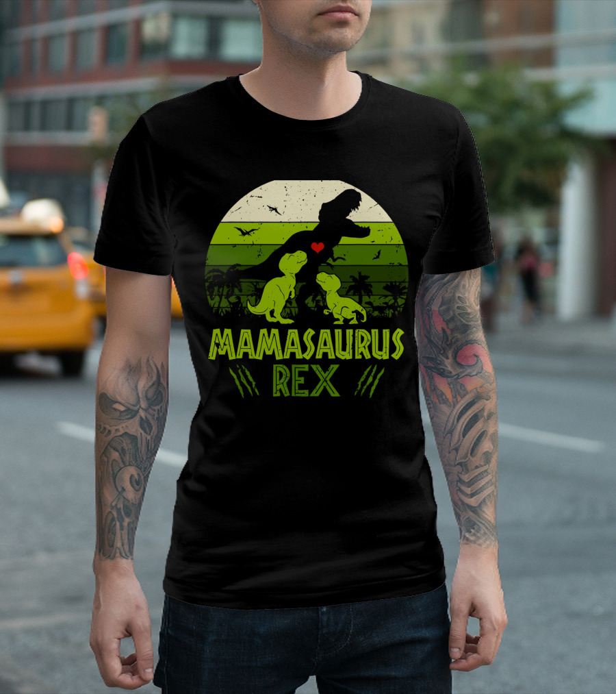 Vintage Retro Mamasaurus Rex Dinosaur Lover 2 Kids T-Shirt