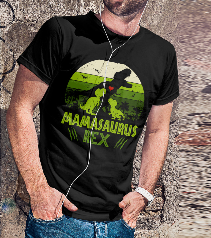 Vintage Retro Mamasaurus Rex Dinosaur Lover 2 Kids T-Shirt