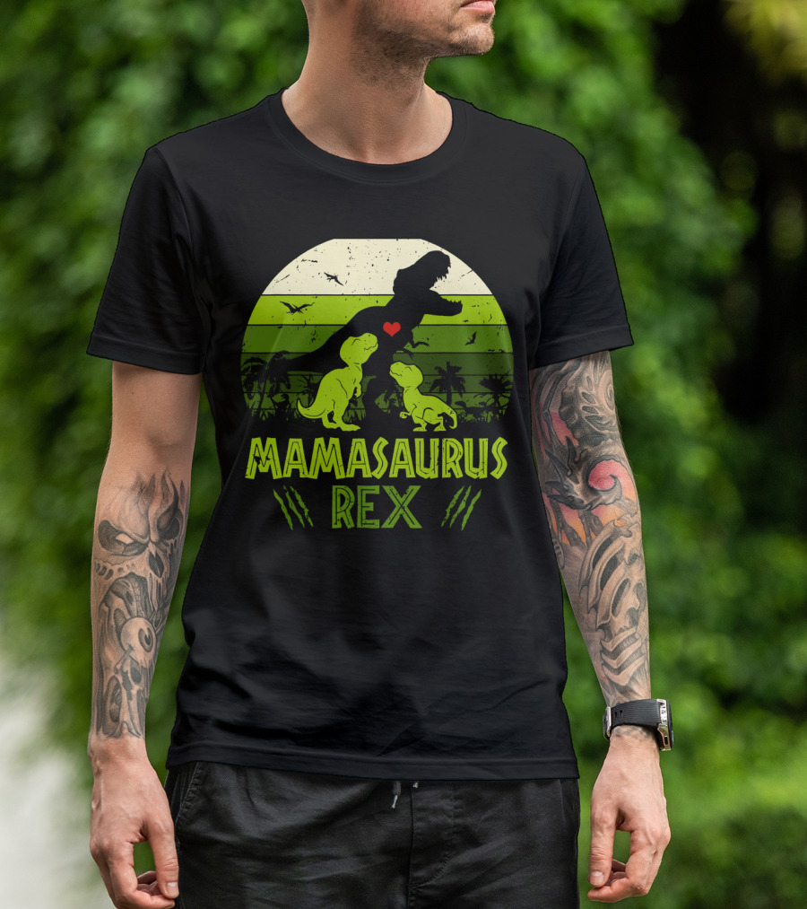 Vintage Retro Mamasaurus Rex Dinosaur Lover 2 Kids T-Shirt