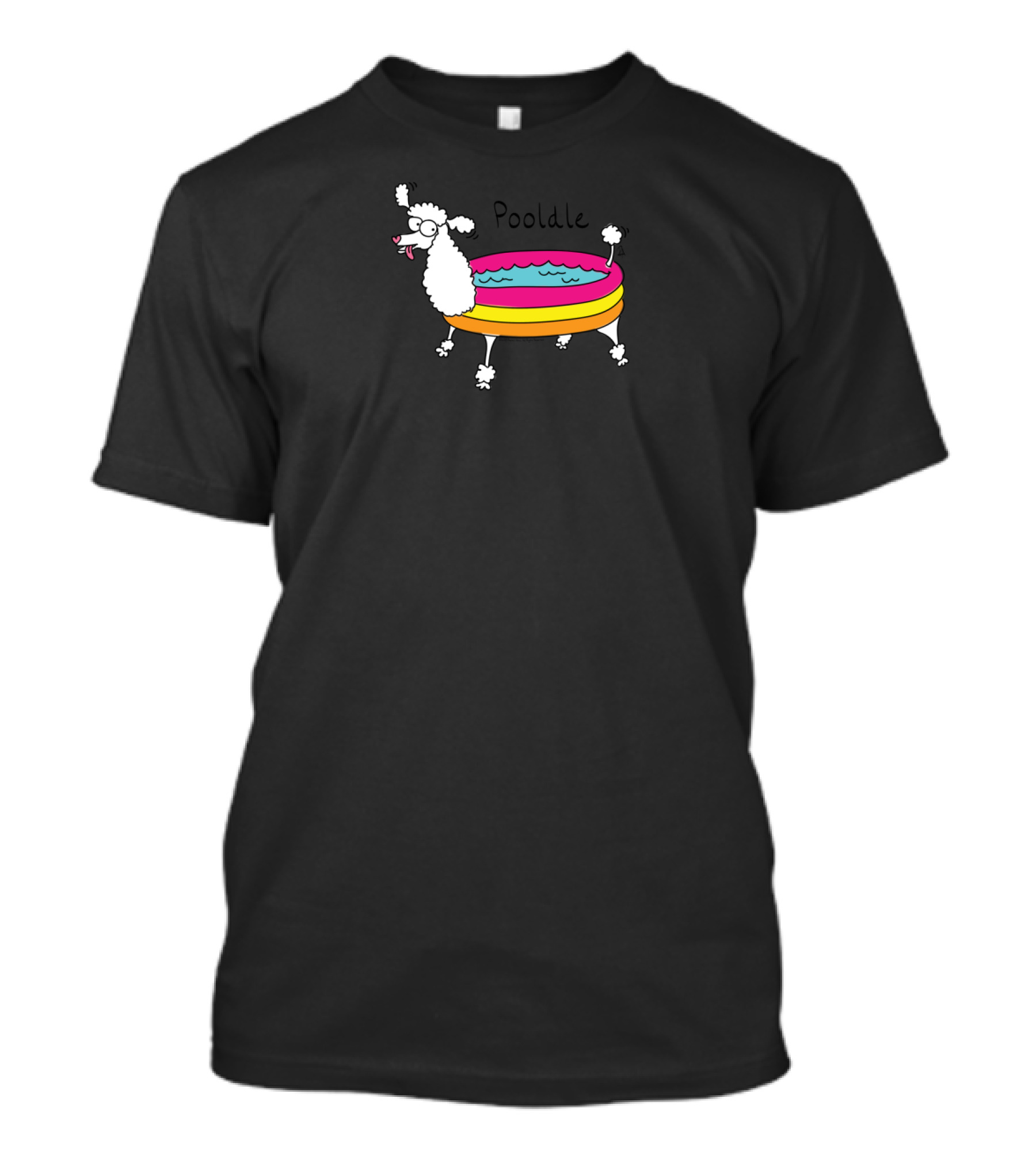 Humorous Pooldle Cartoon Poodle With Inflatable Pool T-Shirt