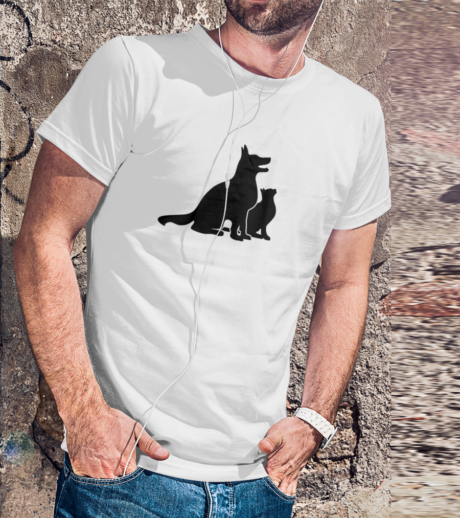 Dog And Cat Silhouette Companions Friendship T-Shirt