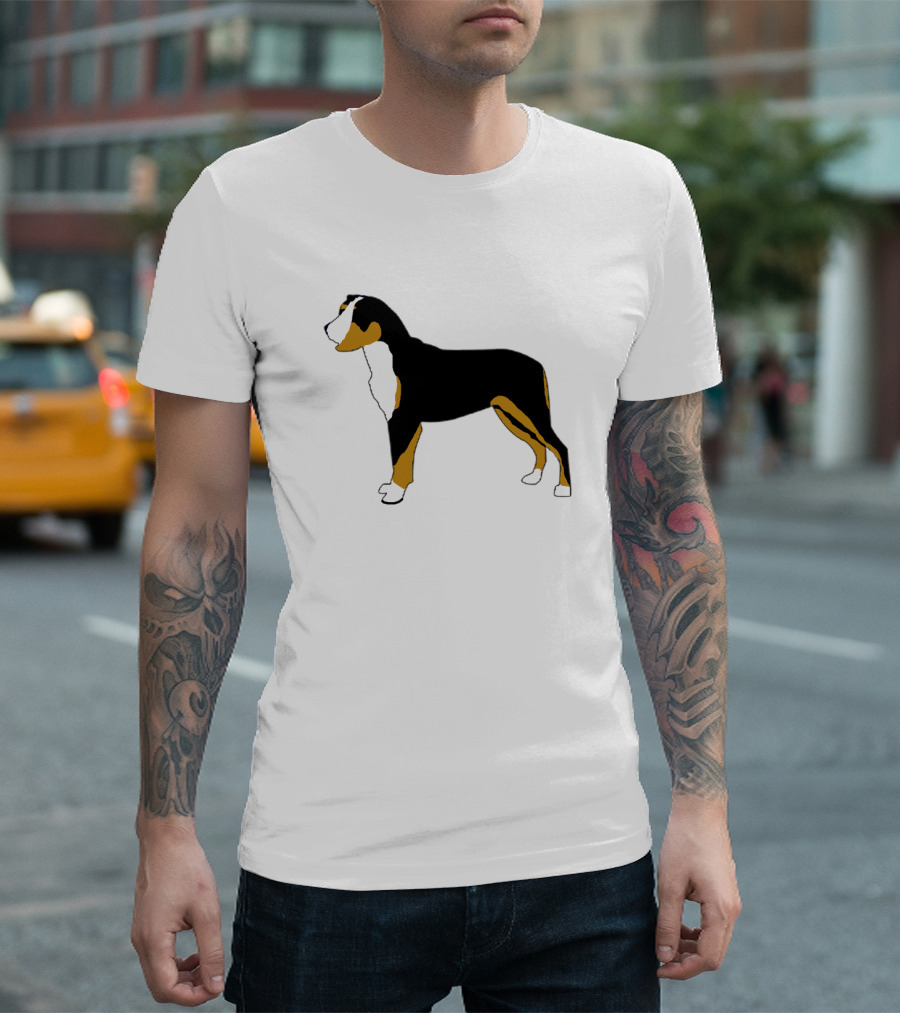 Entlebucher Mountain Dog Silhouette Black Orange and White T-Shirt