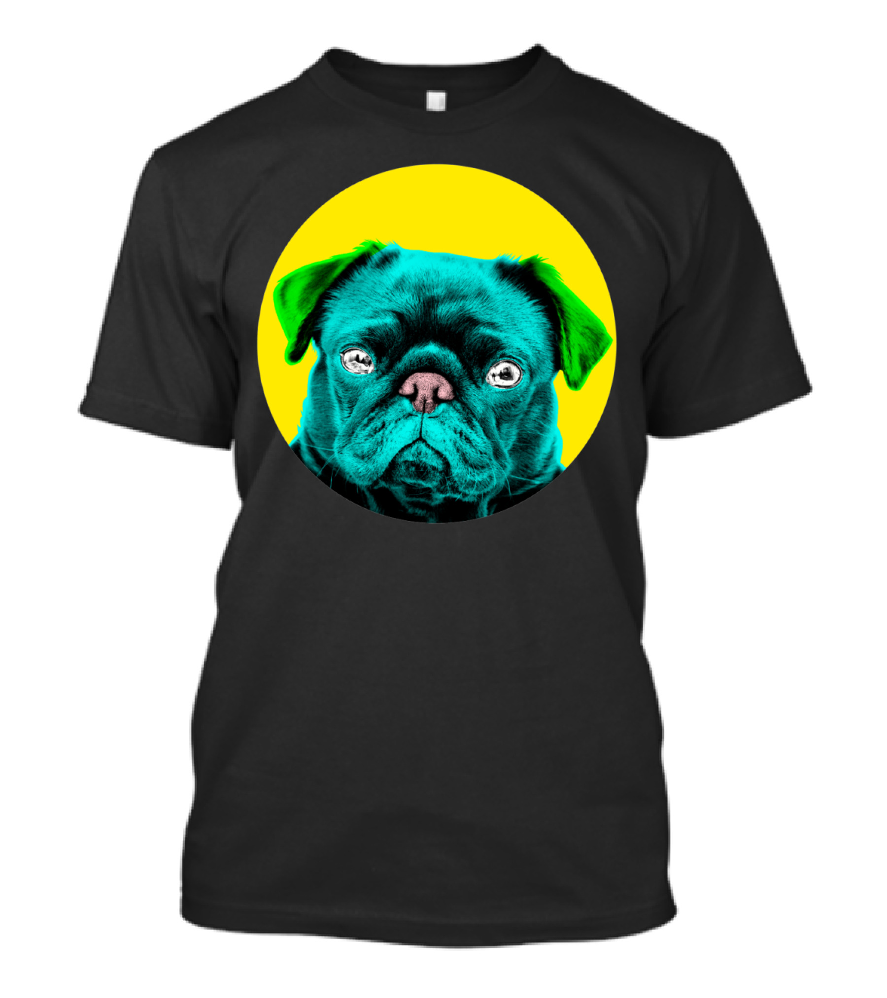 Yellow Bubble Pug Neon Pop T-Shirt