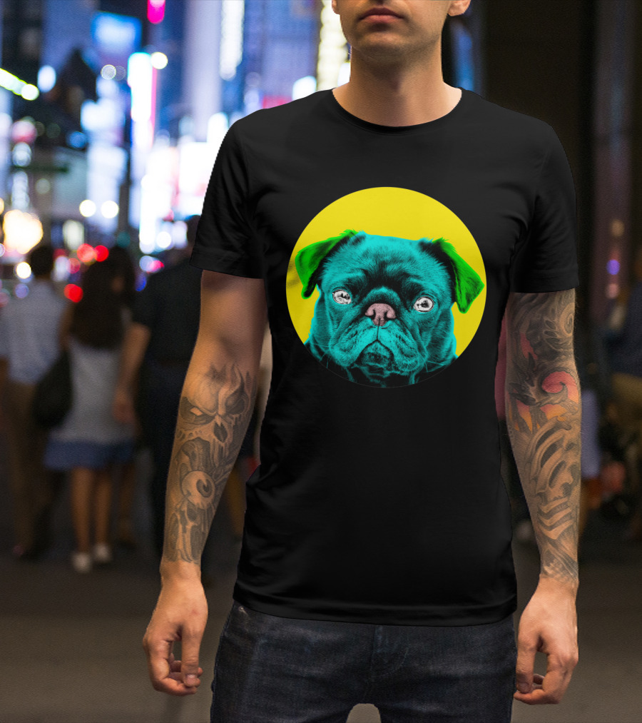 Yellow Bubble Pug Neon Pop T-Shirt