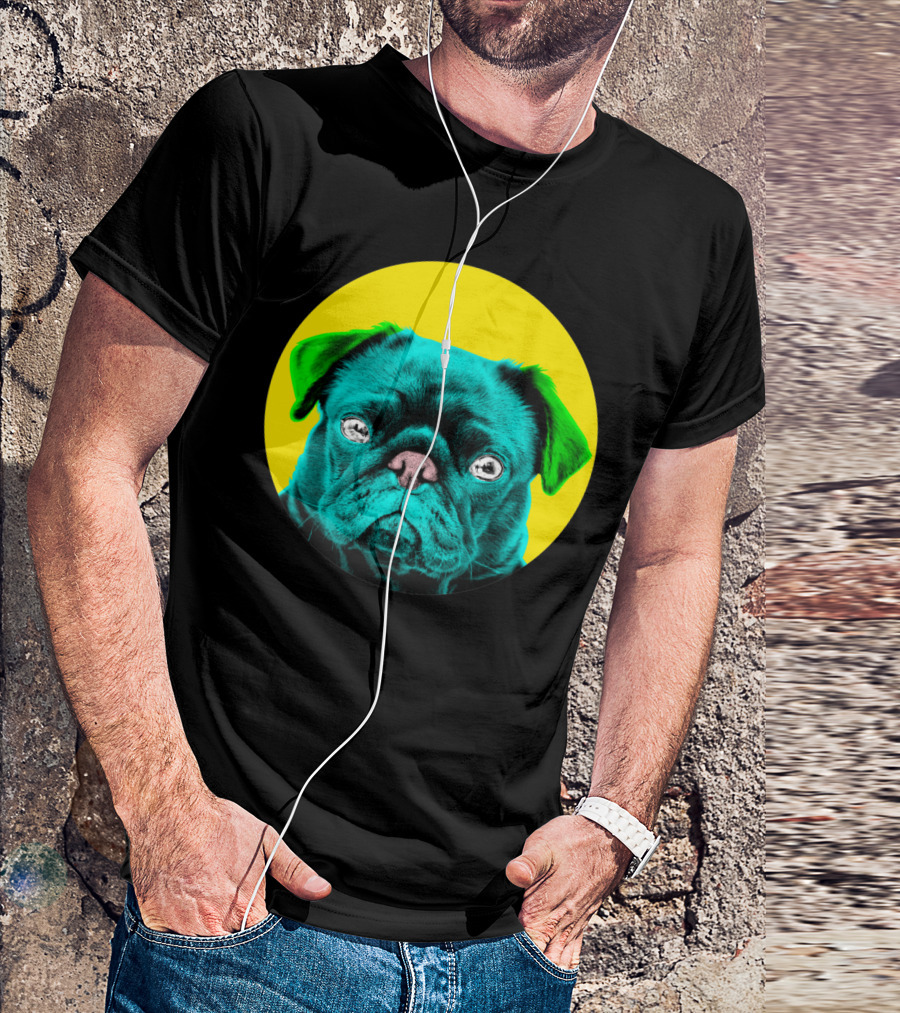 Yellow Bubble Pug Neon Pop T-Shirt