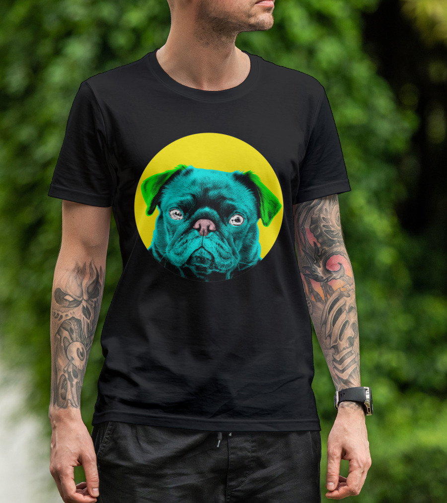 Yellow Bubble Pug Neon Pop T-Shirt
