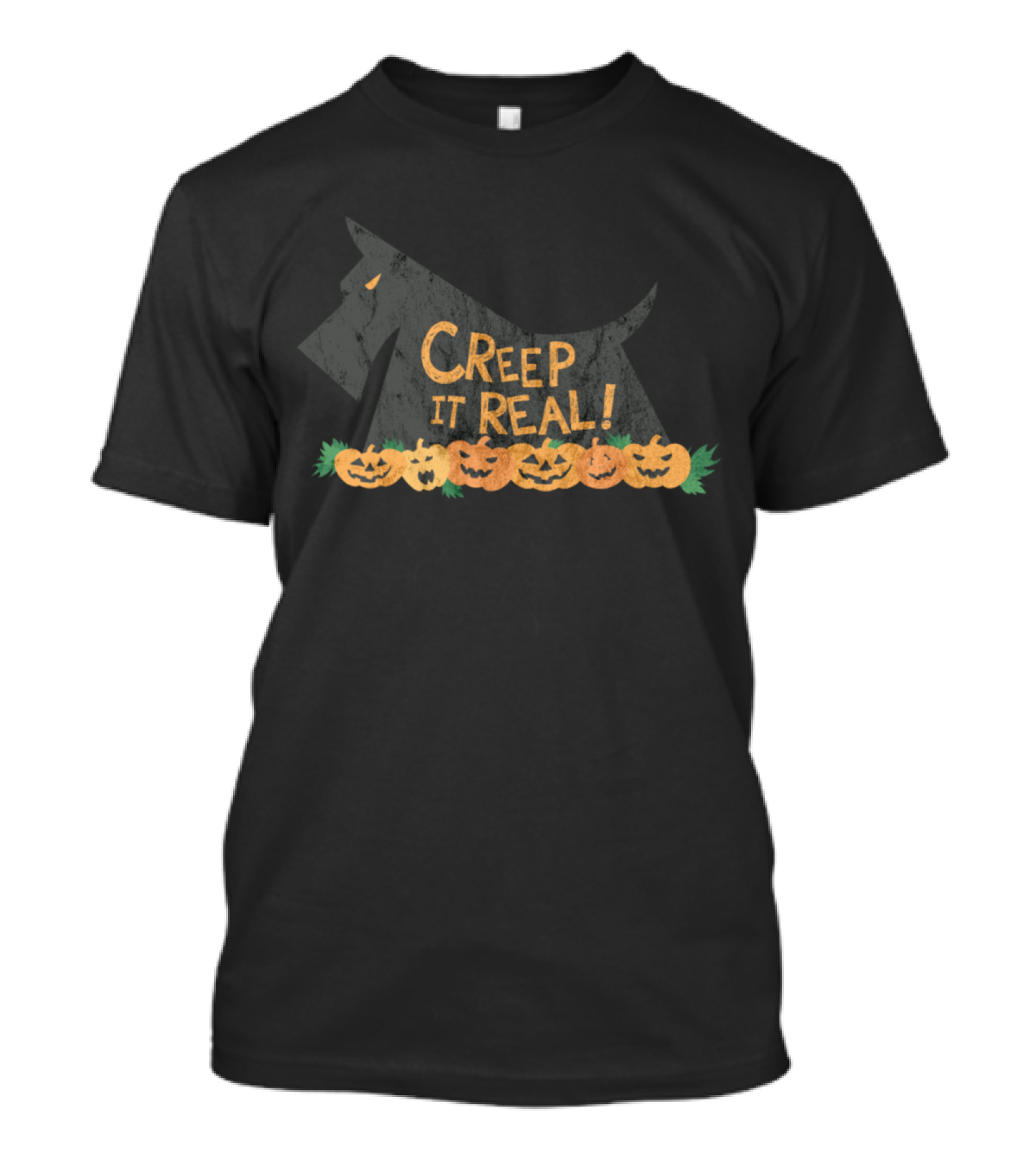 Creep It Real Terrier Dog With Pumpkin Halloween T-Shirt
