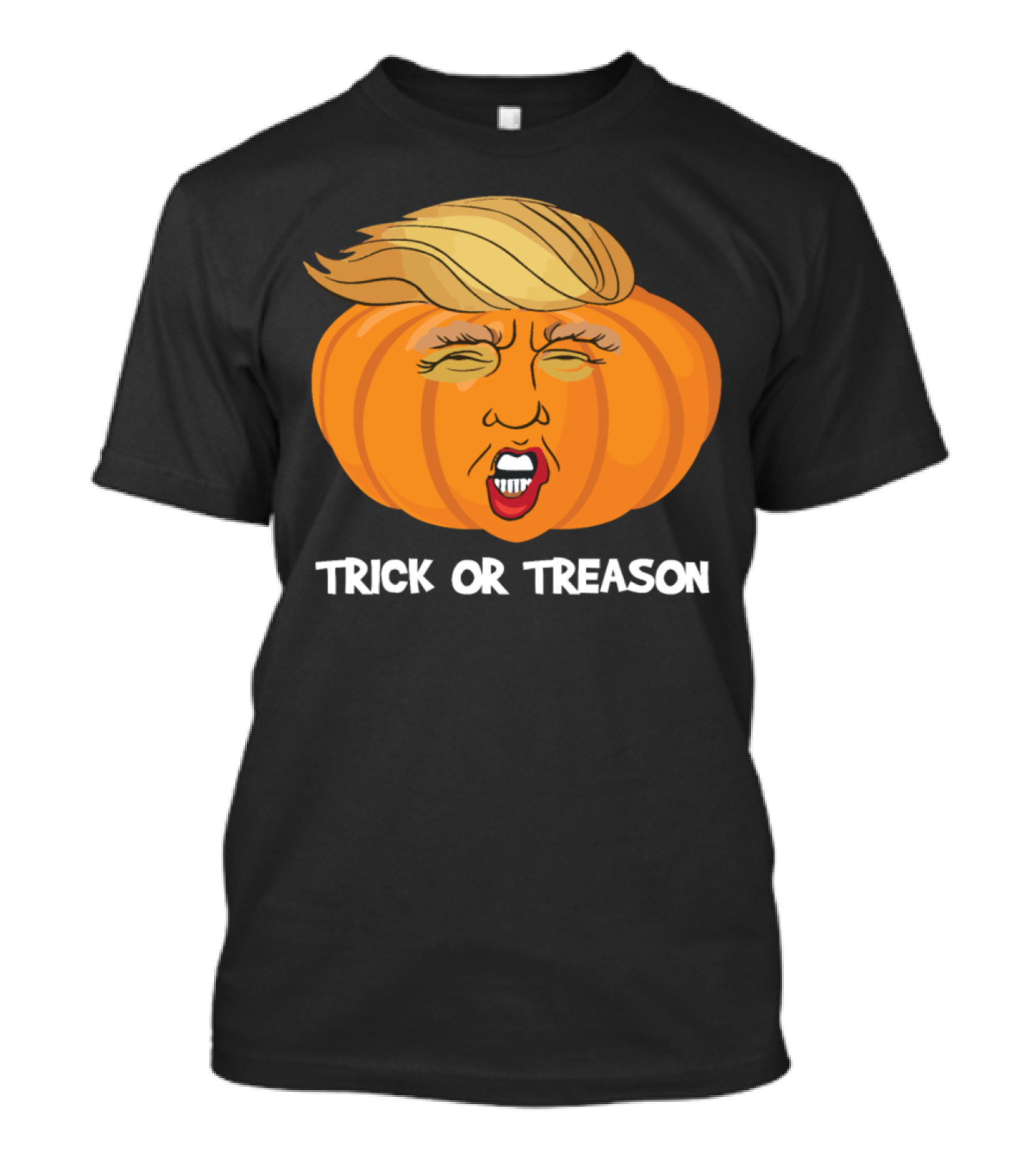 Trick Or Treason Pumpkin Face With Hair And Expression T-Shirt
