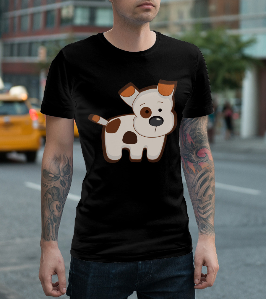 Cartoon Dog With Brown Spots Animation Cute Drawing T-Shirt