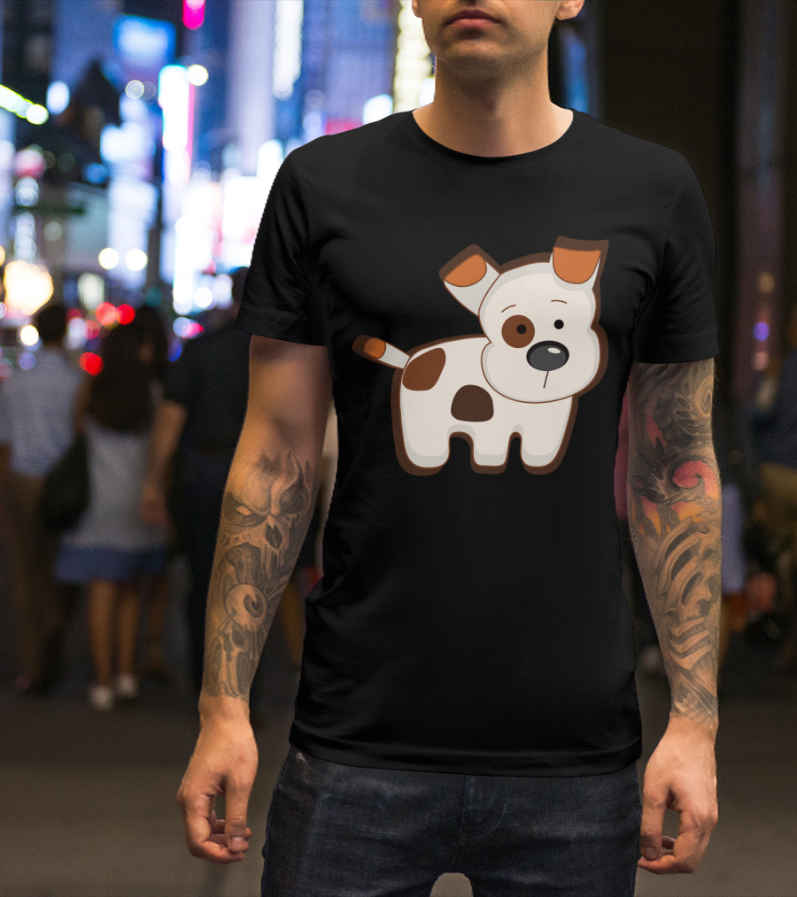 Cartoon Dog With Brown Spots Animation Cute Drawing T-Shirt