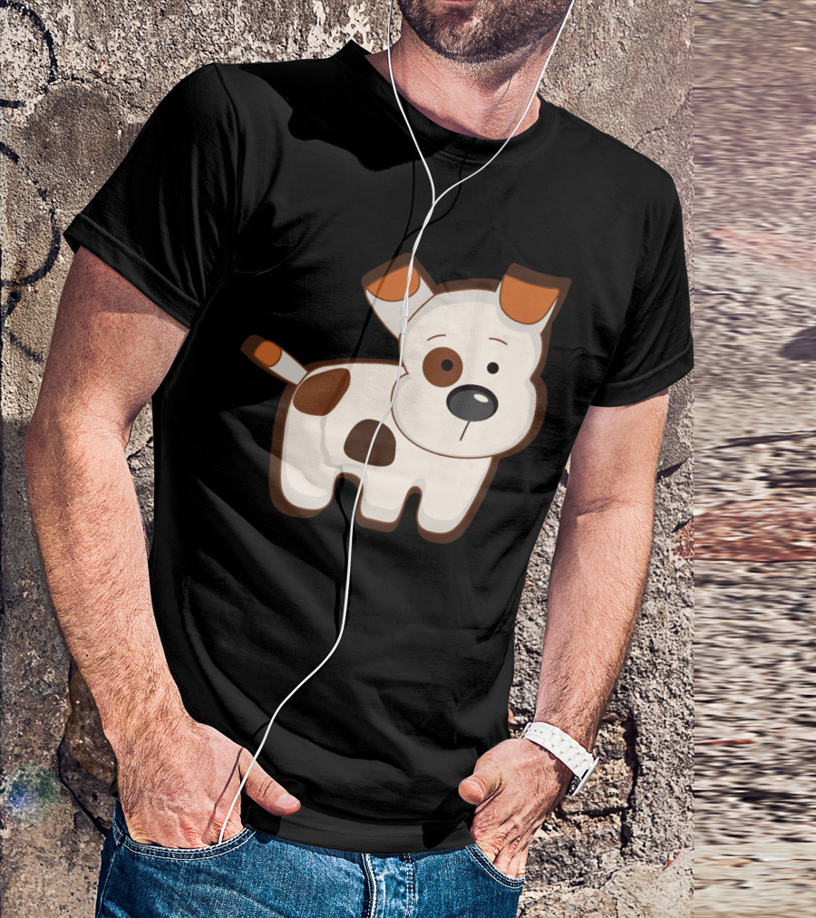 Cartoon Dog With Brown Spots Animation Cute Drawing T-Shirt