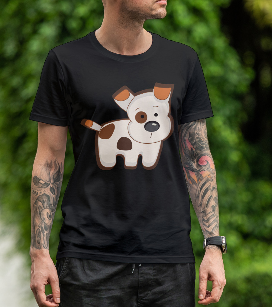 Cartoon Dog With Brown Spots Animation Cute Drawing T-Shirt