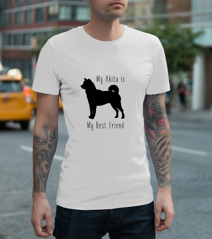 My Akita is My Best Friend Silhouette Design with Dog Lovers in Mind T-Shirt