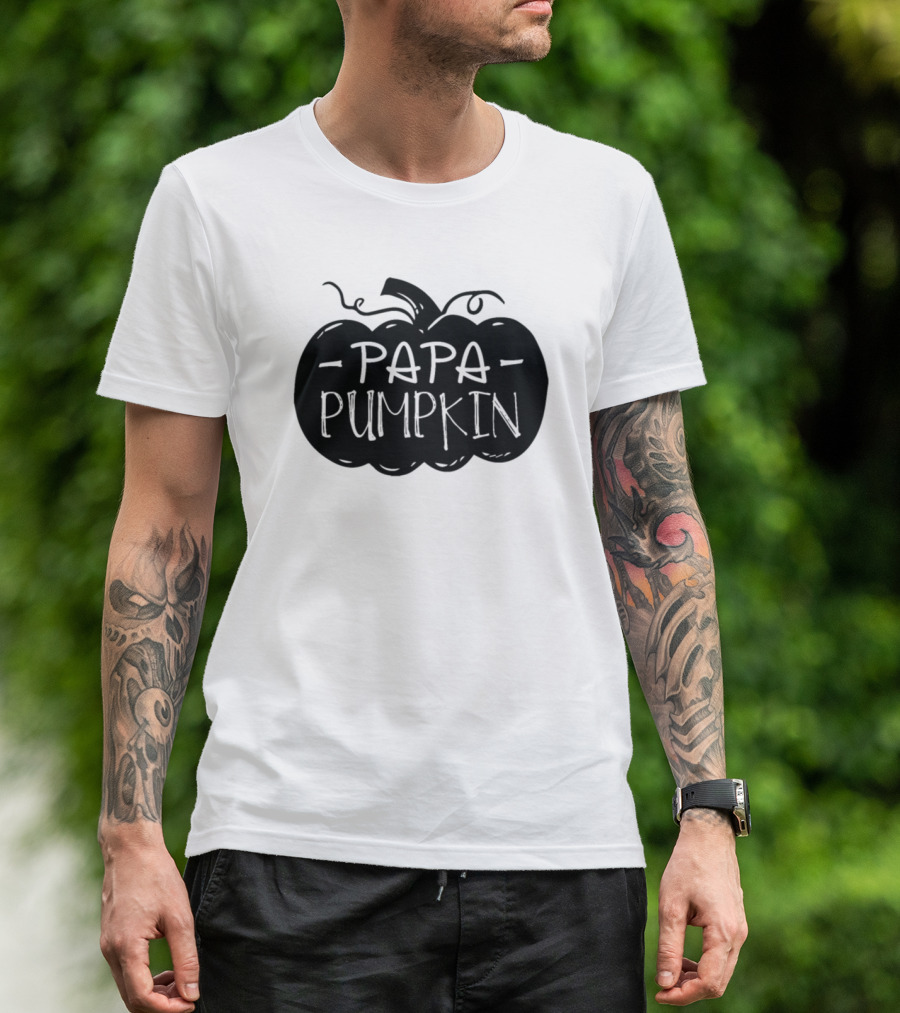 Papa Pumpkin Pregnancy Announcement Halloween T-Shirt