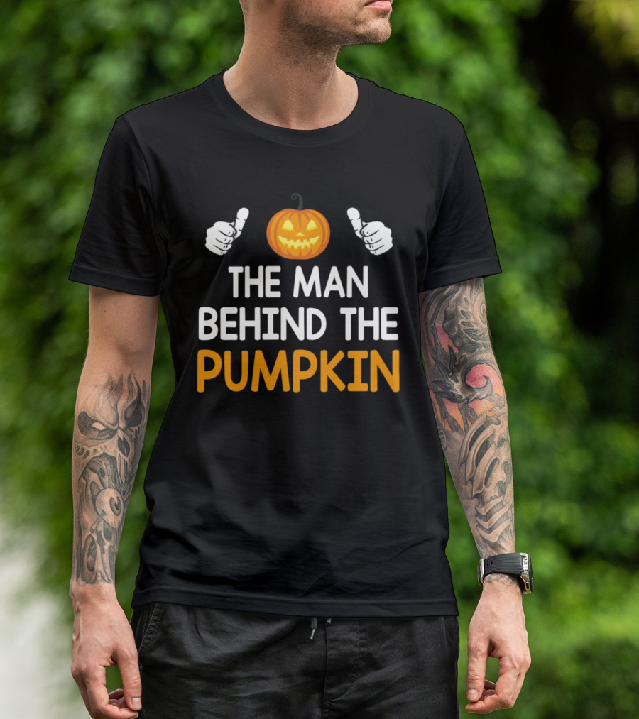 The Man Behind The Pumpkin Funny Pregnant Halloween T-Shirt