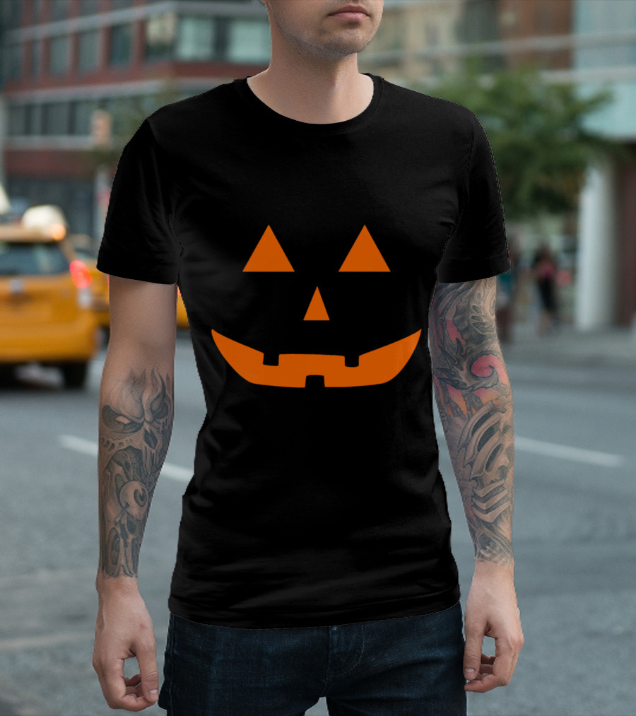 Jack O Lantern Pumpkin Halloween Costume Face T-Shirt