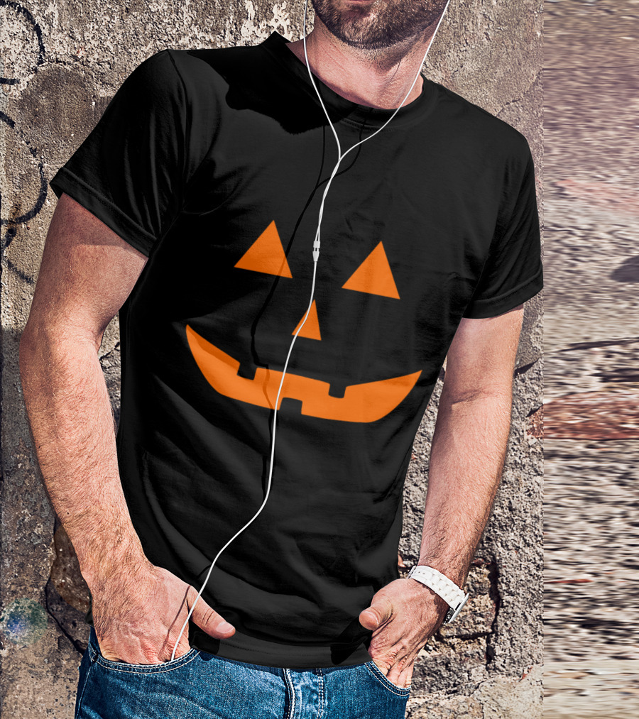 Jack O Lantern Pumpkin Halloween Costume Face T-Shirt