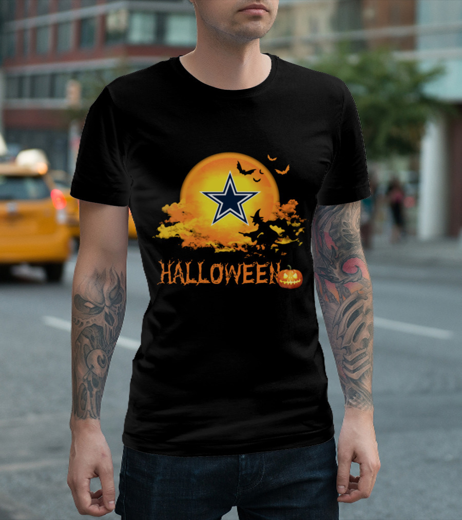 Cowboy Halloween October Star Moon Pumpkin T-Shirt