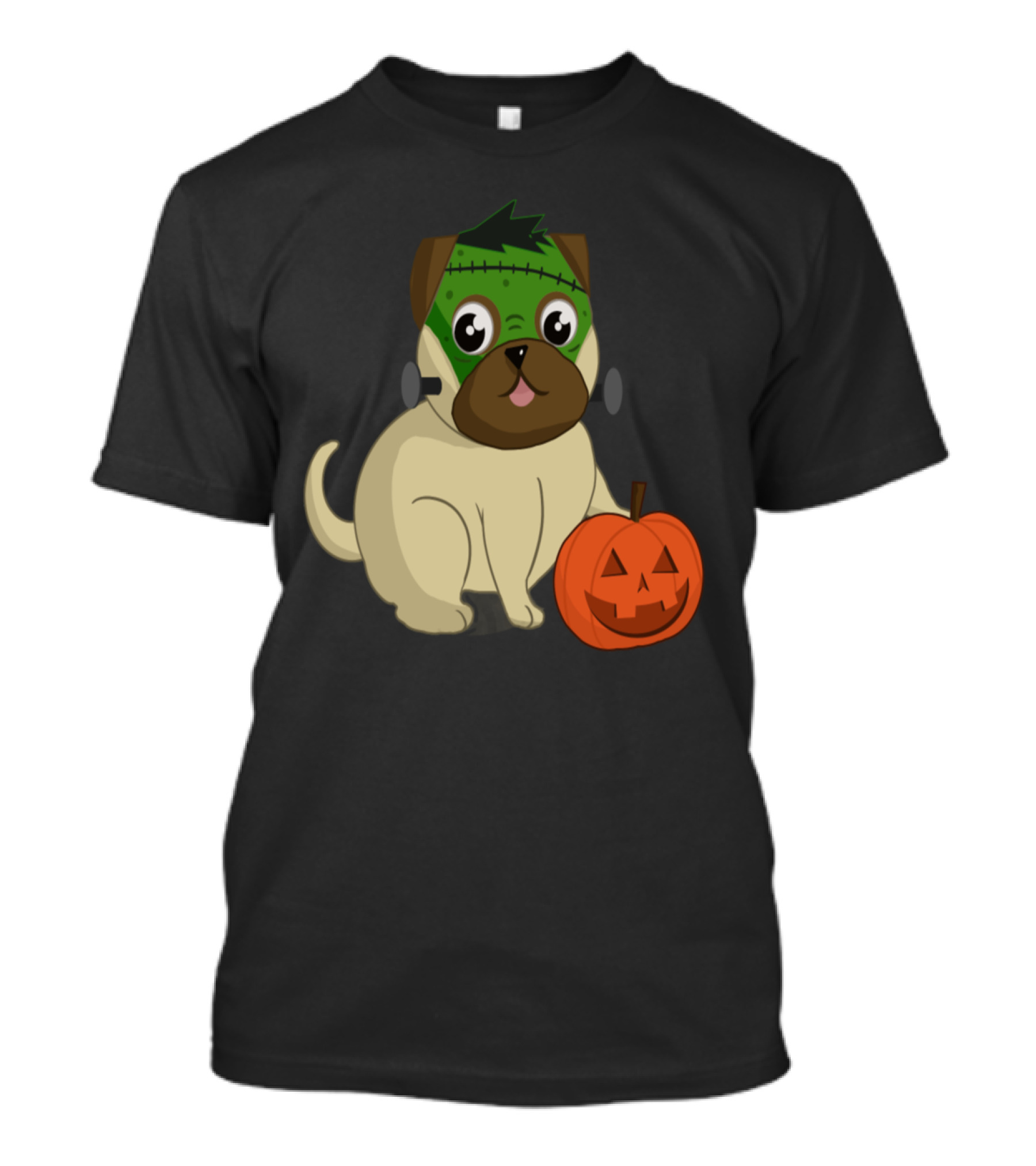 Funny Halloween Pug Frankenstein Pumpkin Dog T-Shirt