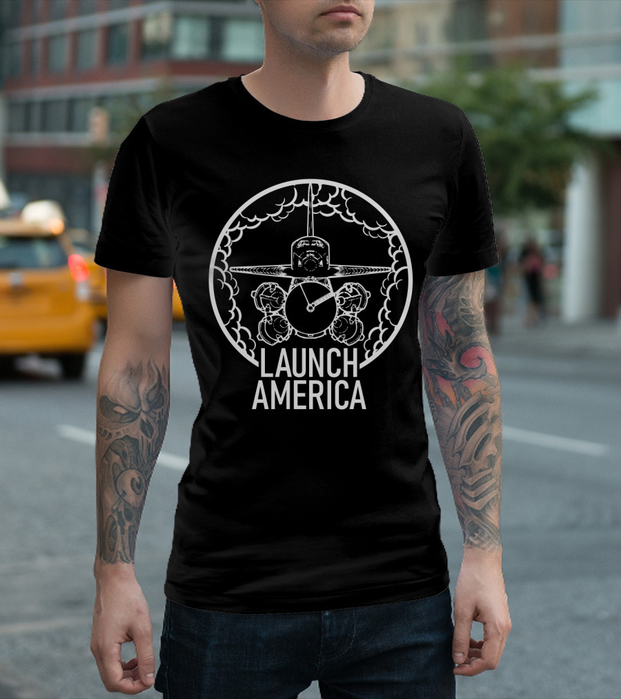 Launch America Space Shuttle Iconic Emblem T-Shirt