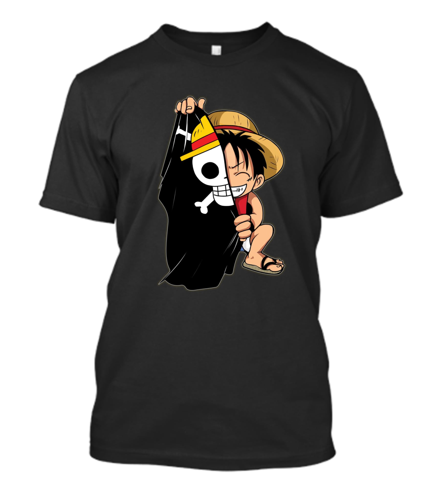 Luffy Pirate Hat Skull Flag Onepiece T-Shirt