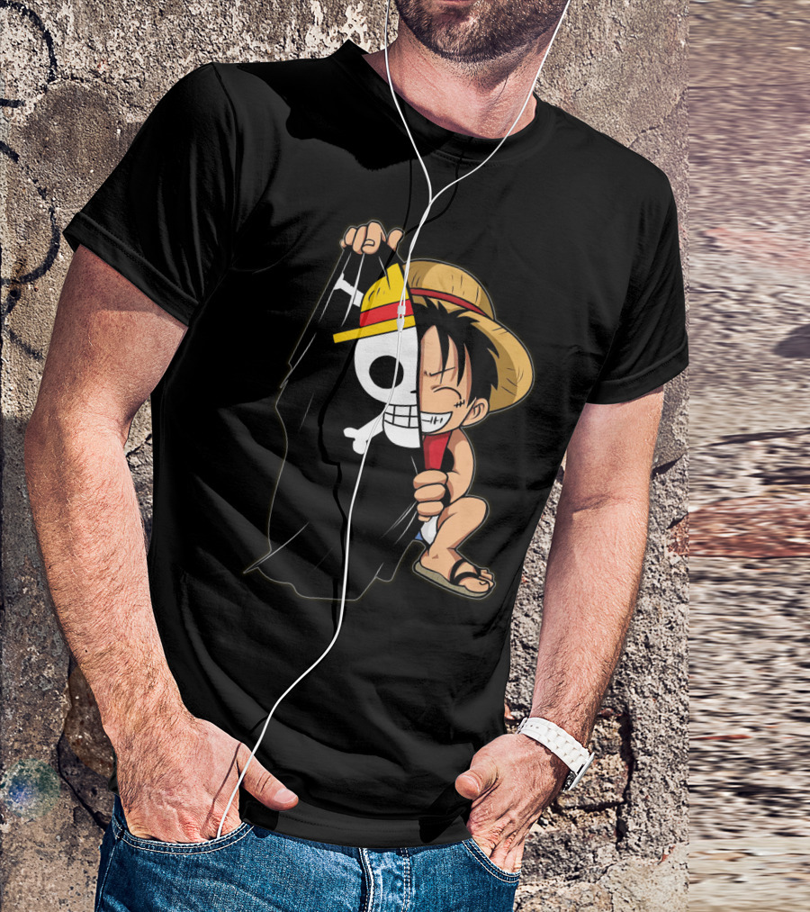 Luffy Pirate Hat Skull Flag Onepiece T-Shirt