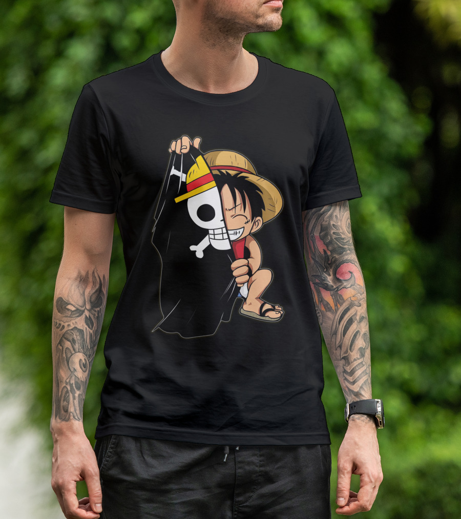 Luffy Pirate Hat Skull Flag Onepiece T-Shirt