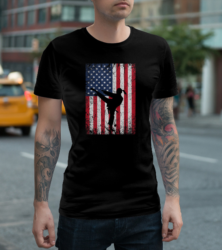 4th of July Karate Patriotic American Flag T-Shirt