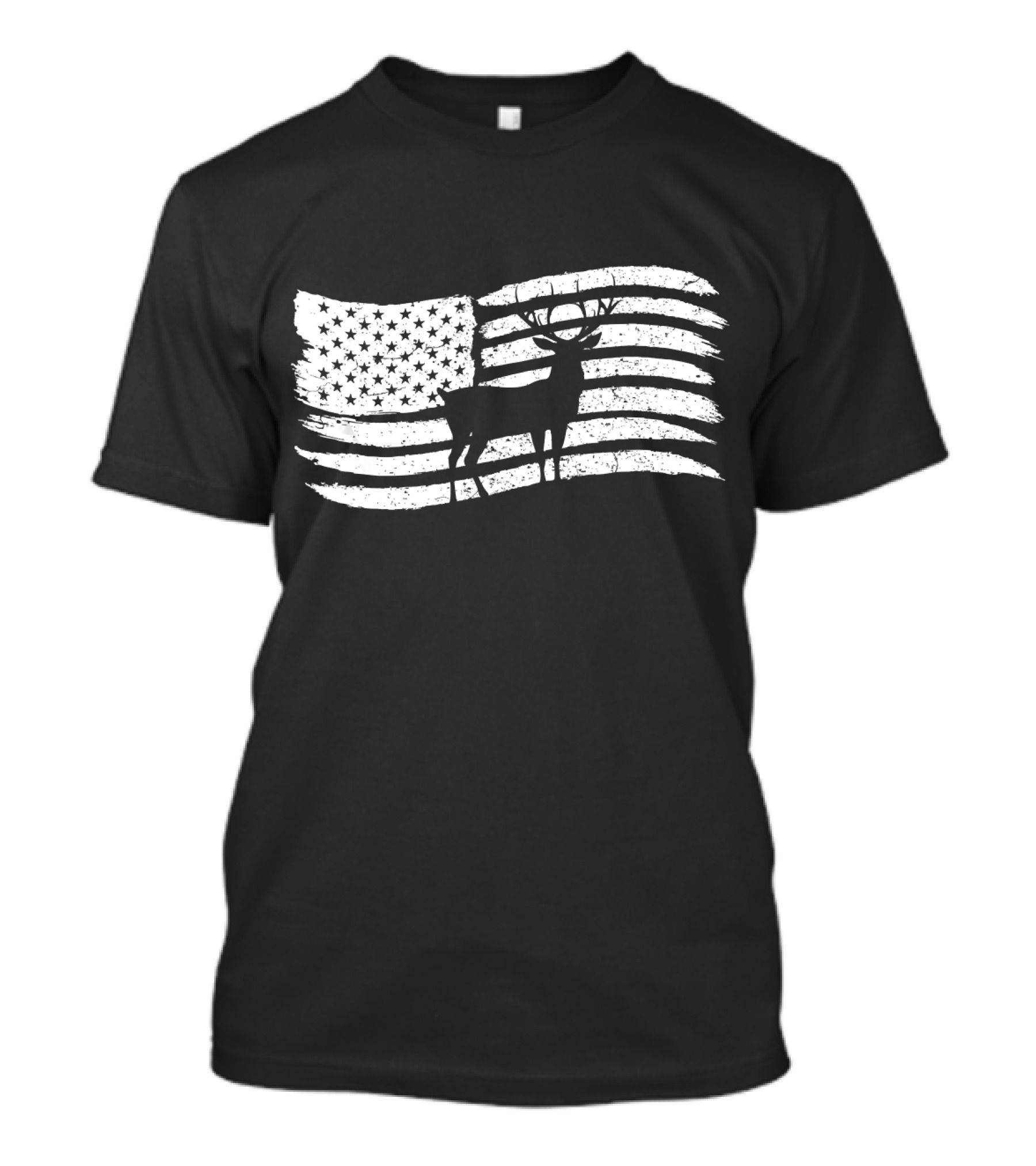 American Flag With Deer Buck Silhouette For Hunters T-Shirt