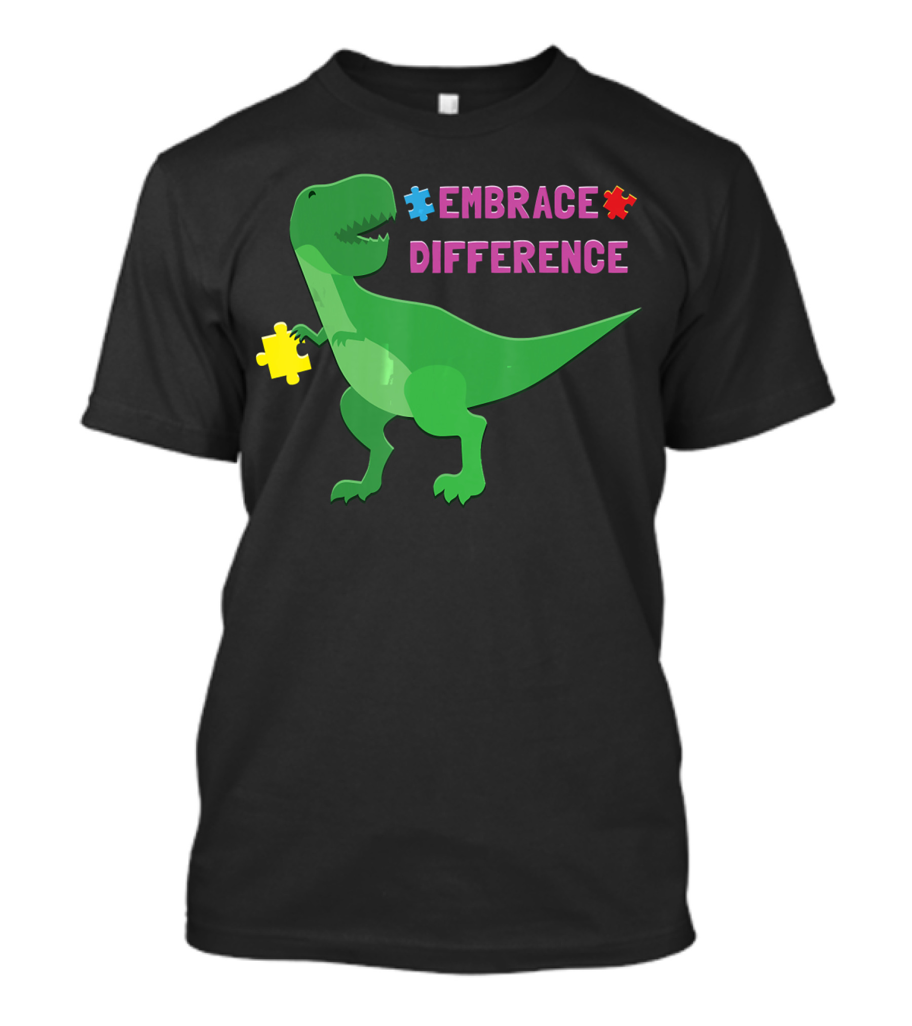 Embrace Difference Autism Awareness Dino Kids Women Men T-Shirt
