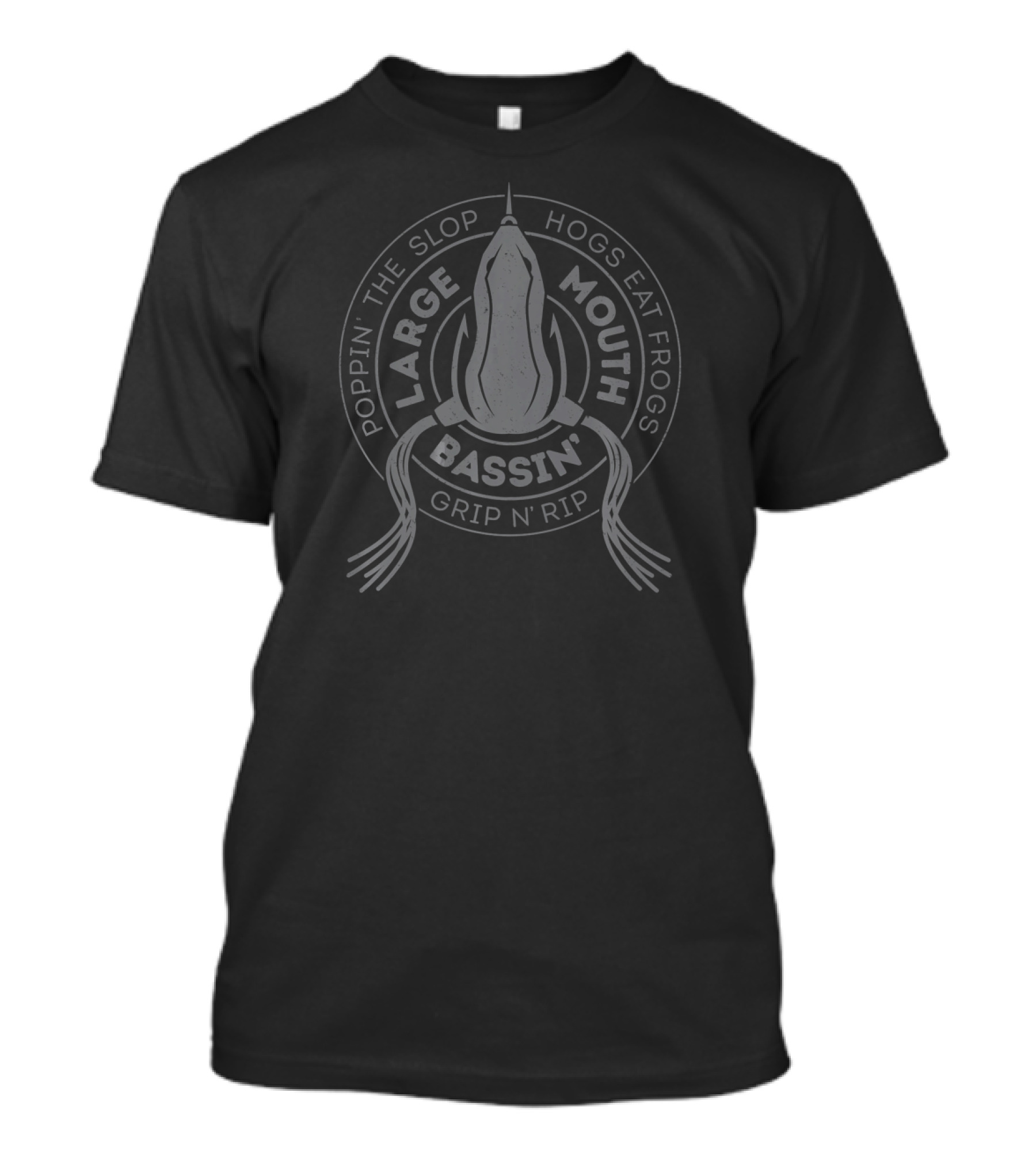 Poppin' The Slop Hogs Eat Frogs Large Mouth Bassin' Grip N' Rip T-Shirt