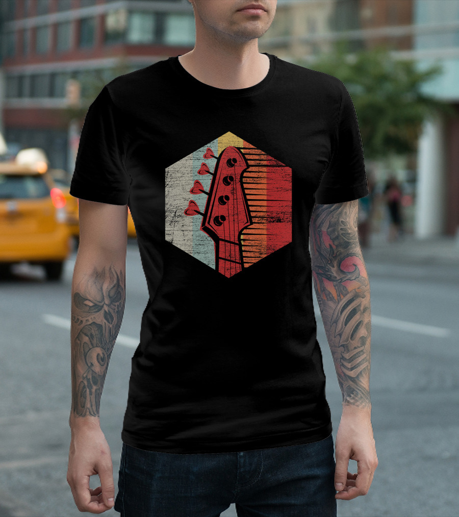 Retro Bass Guitar Musician Neckhead Vintage Vibes T-Shirt