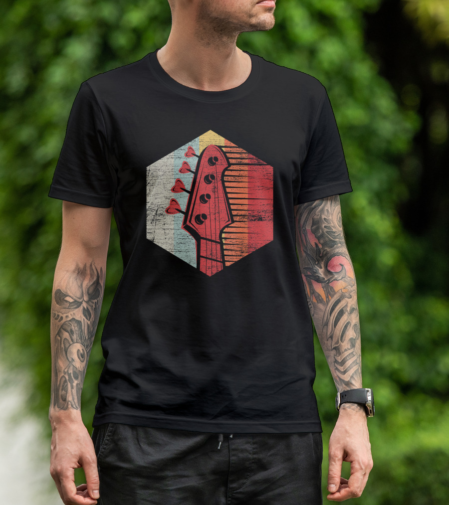 Retro Bass Guitar Musician Neckhead Vintage Vibes T-Shirt