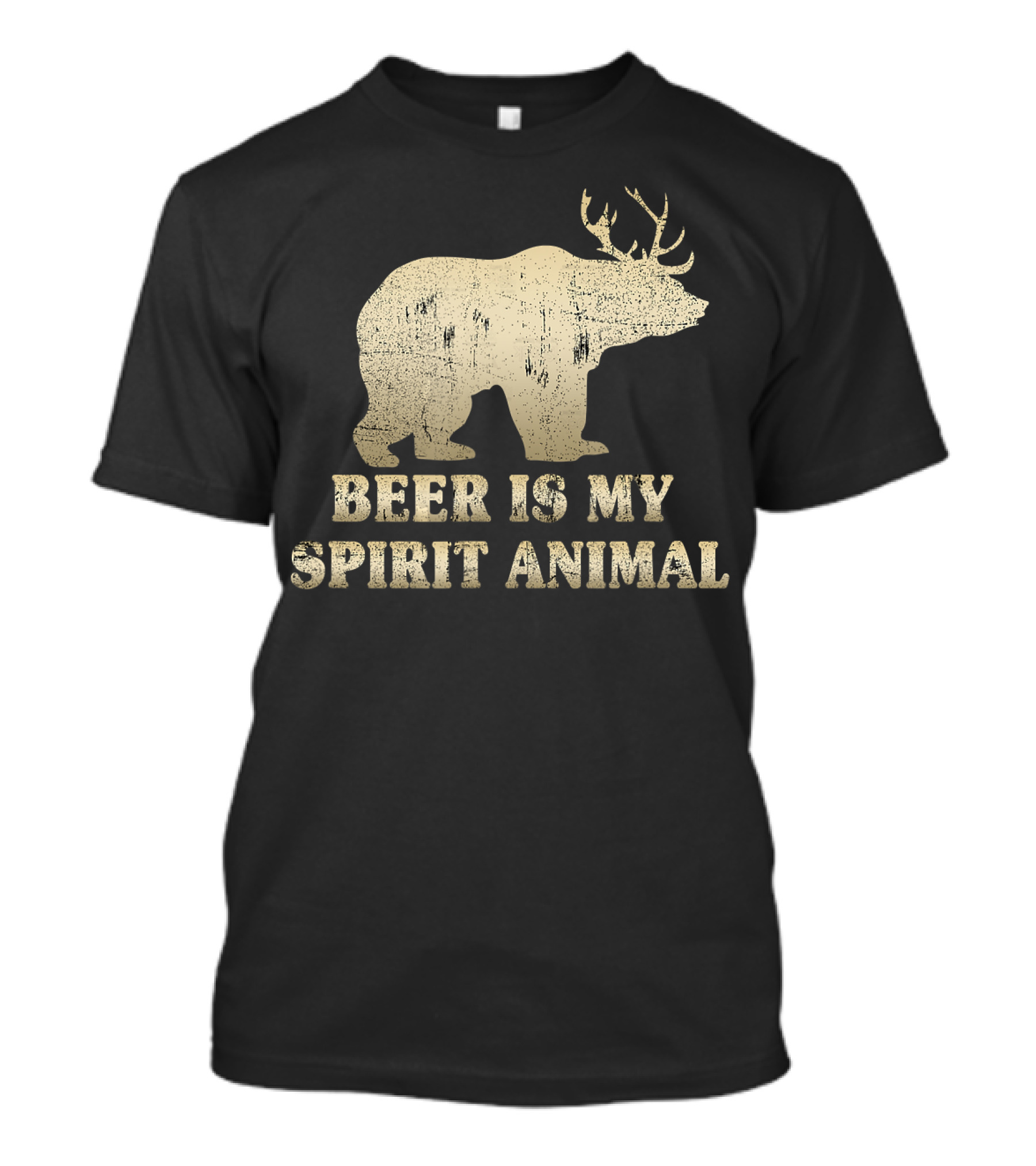 Beer Is My Spirit Animal Bear With Deer Antlers T-Shirt