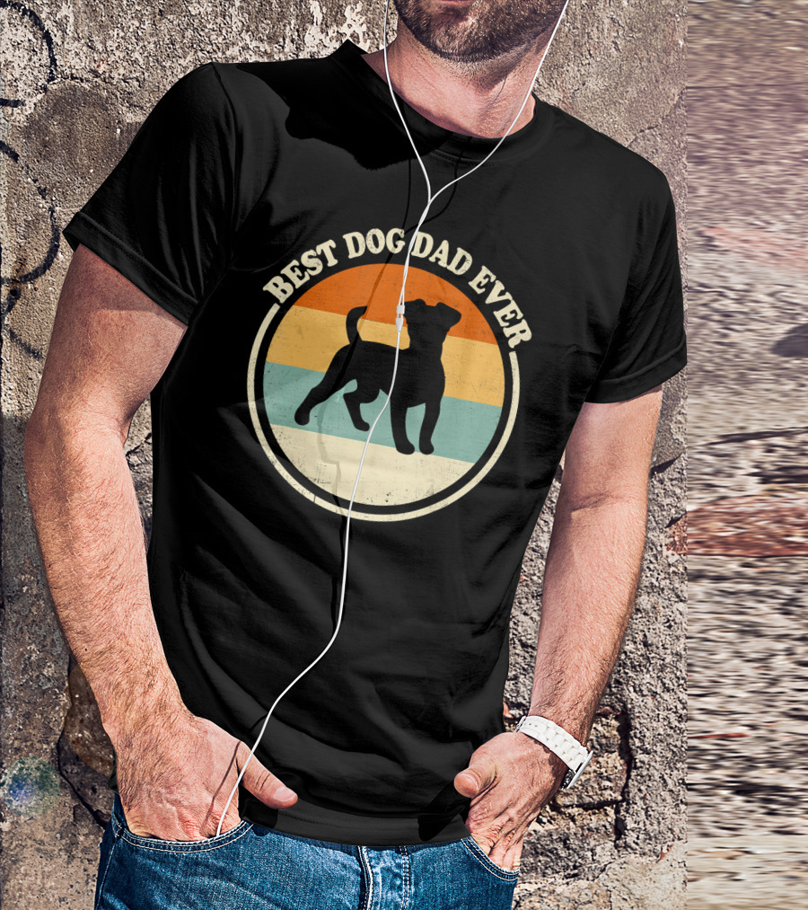 Best Dog Dad Ever Vintage Jack Russell Terrier Retro Circle T-Shirt