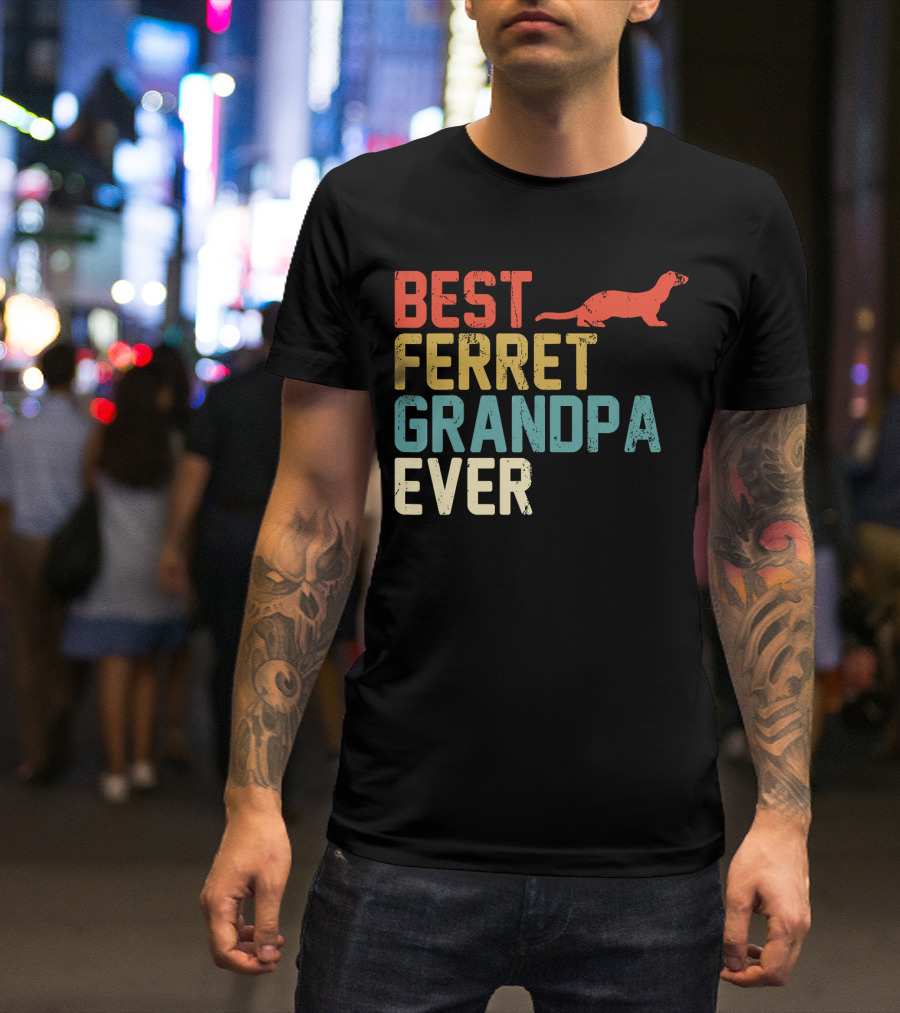 BEST FERRET GRANDPA EVER Retro Grandp T-Shirt