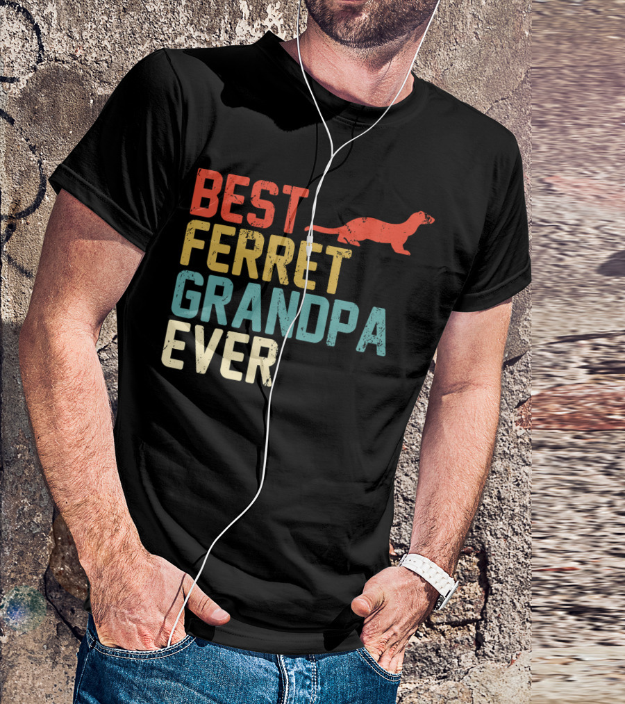 BEST FERRET GRANDPA EVER Retro Grandp T-Shirt