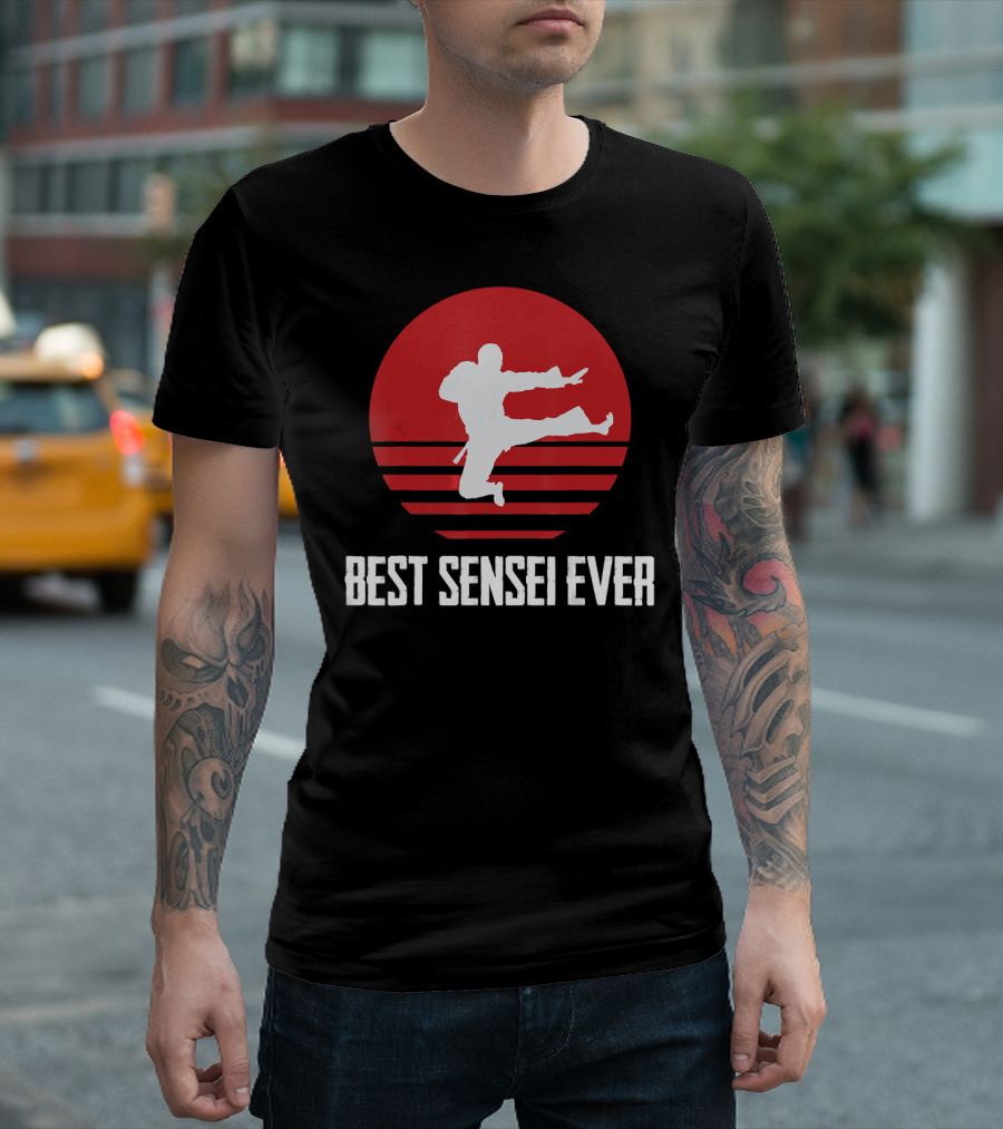 Best Sensei Ever Karate Silhouette Red Sun T-Shirt