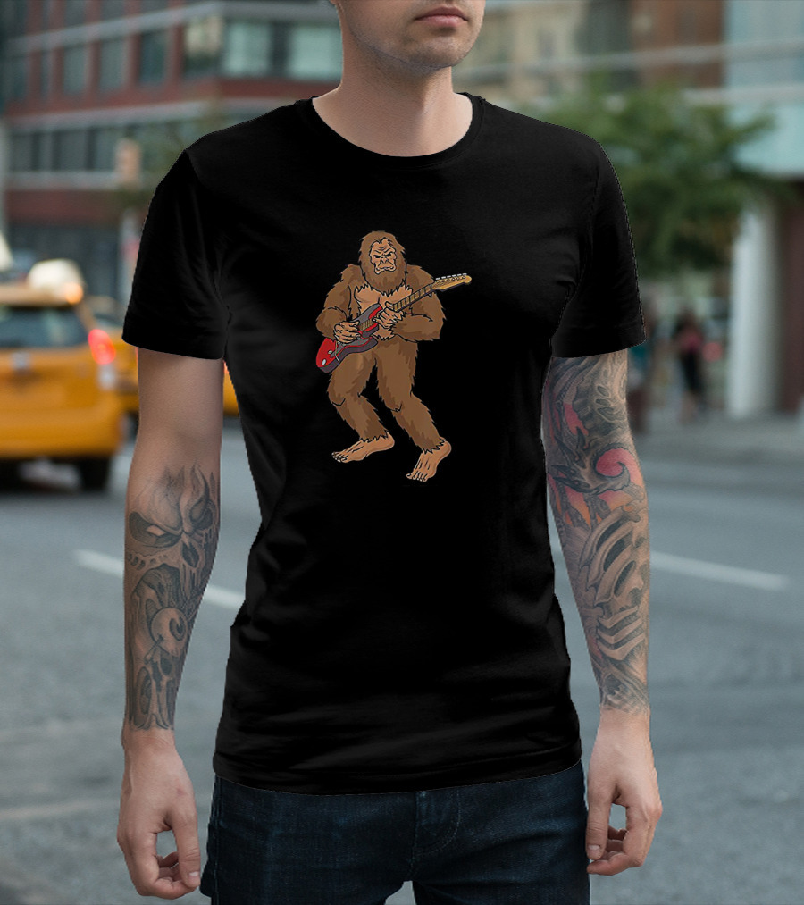 Bigfoot Playing Electric Guitar T-Shirt