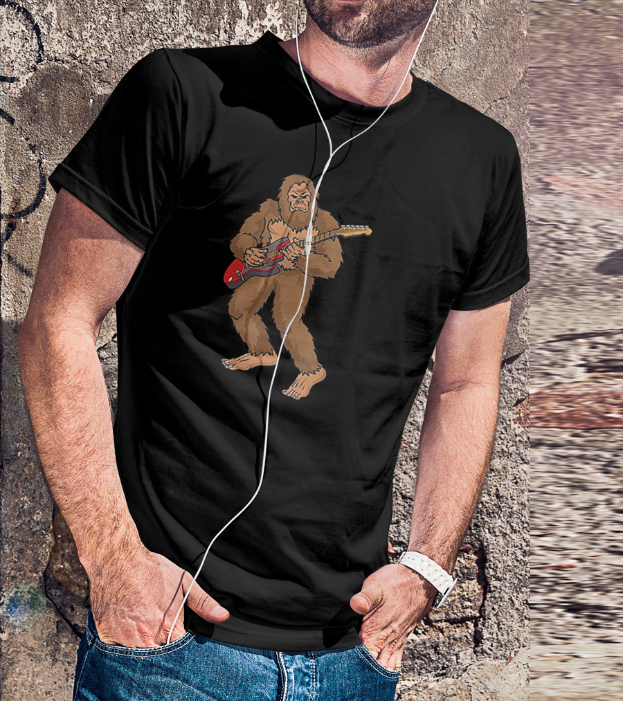 Bigfoot Playing Electric Guitar T-Shirt