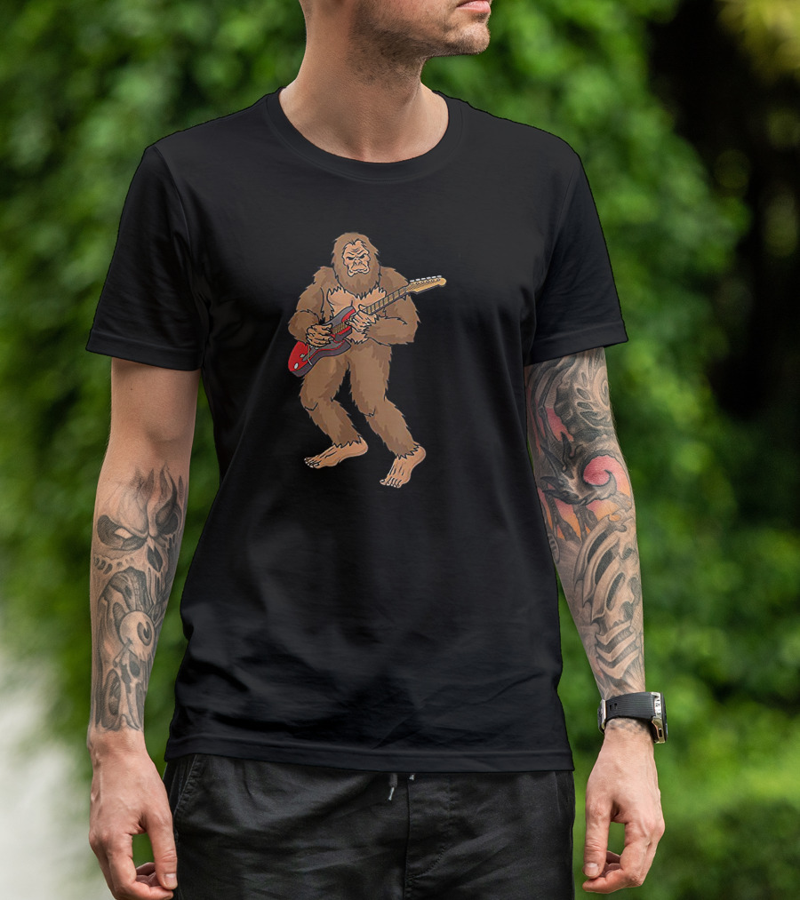 Bigfoot Playing Electric Guitar T-Shirt