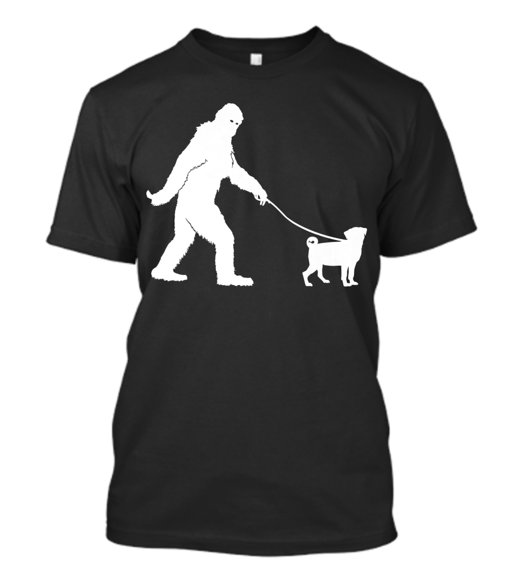 Bigfoot Sasquatch Walking Pug Dog Lovers T-Shirt