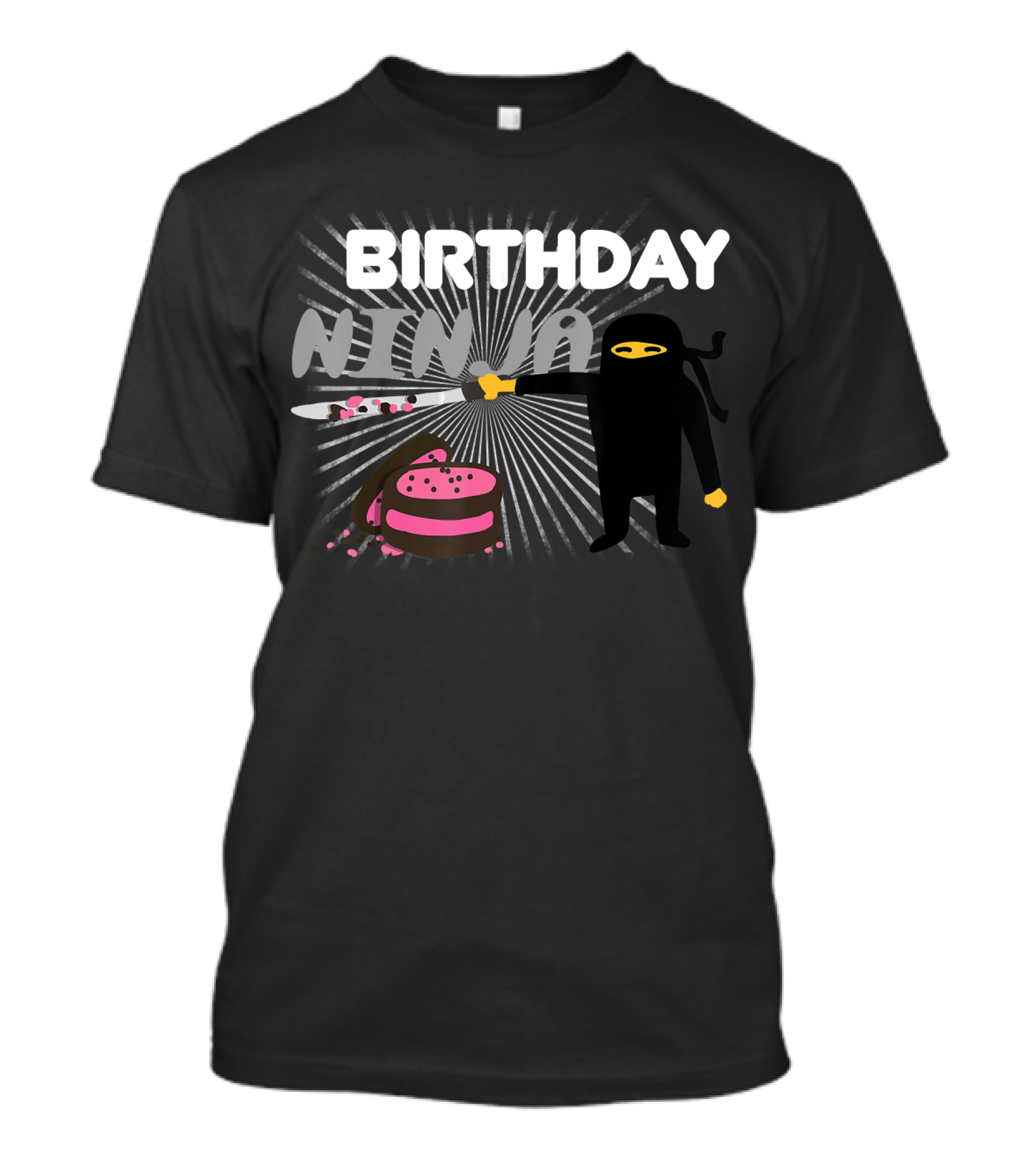 Birthday Ninja Funny Cool Martial Celebration With Cake And Sword T-Shirt