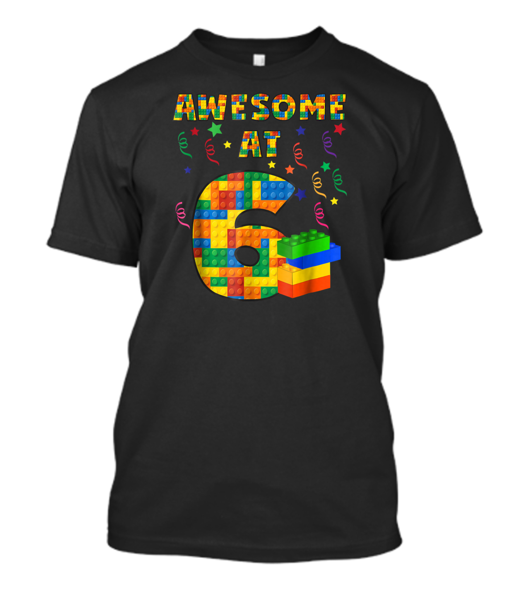 Awesome At 6 Birthday Building Blocks T-Shirt