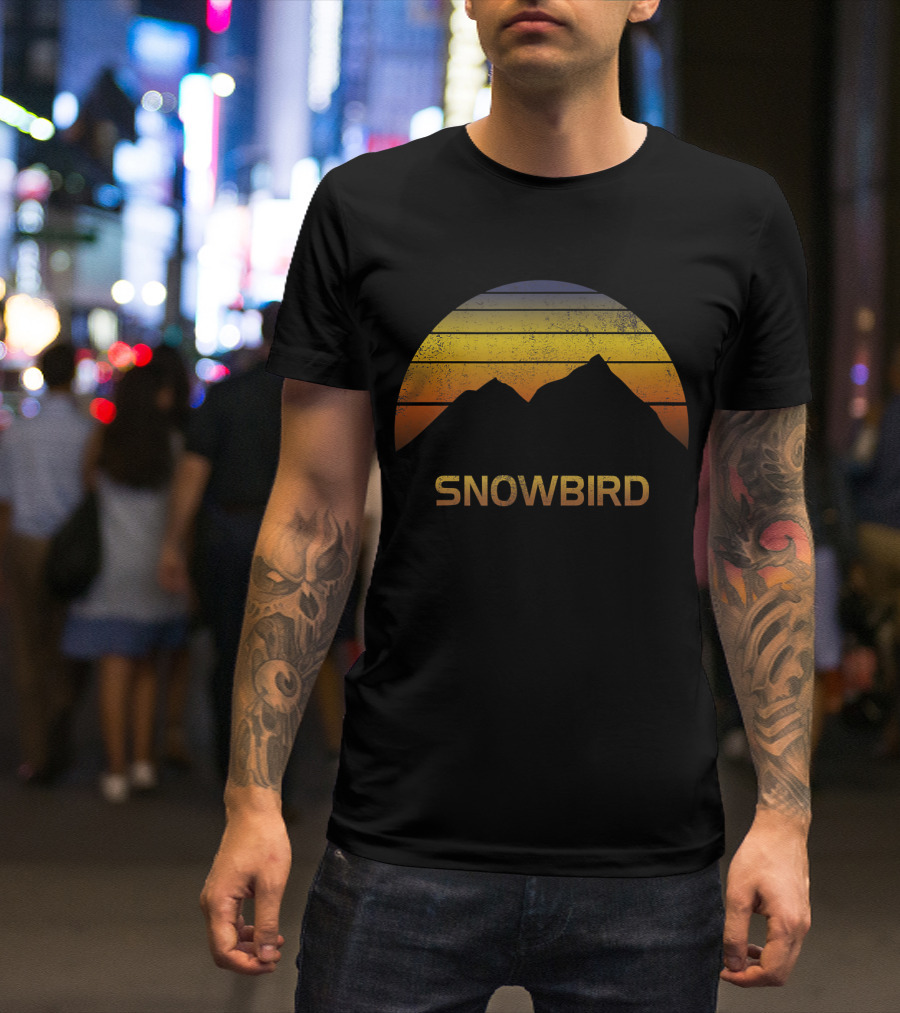 Snowbird Utah Black Vintage Mountain Sunset T-Shirt