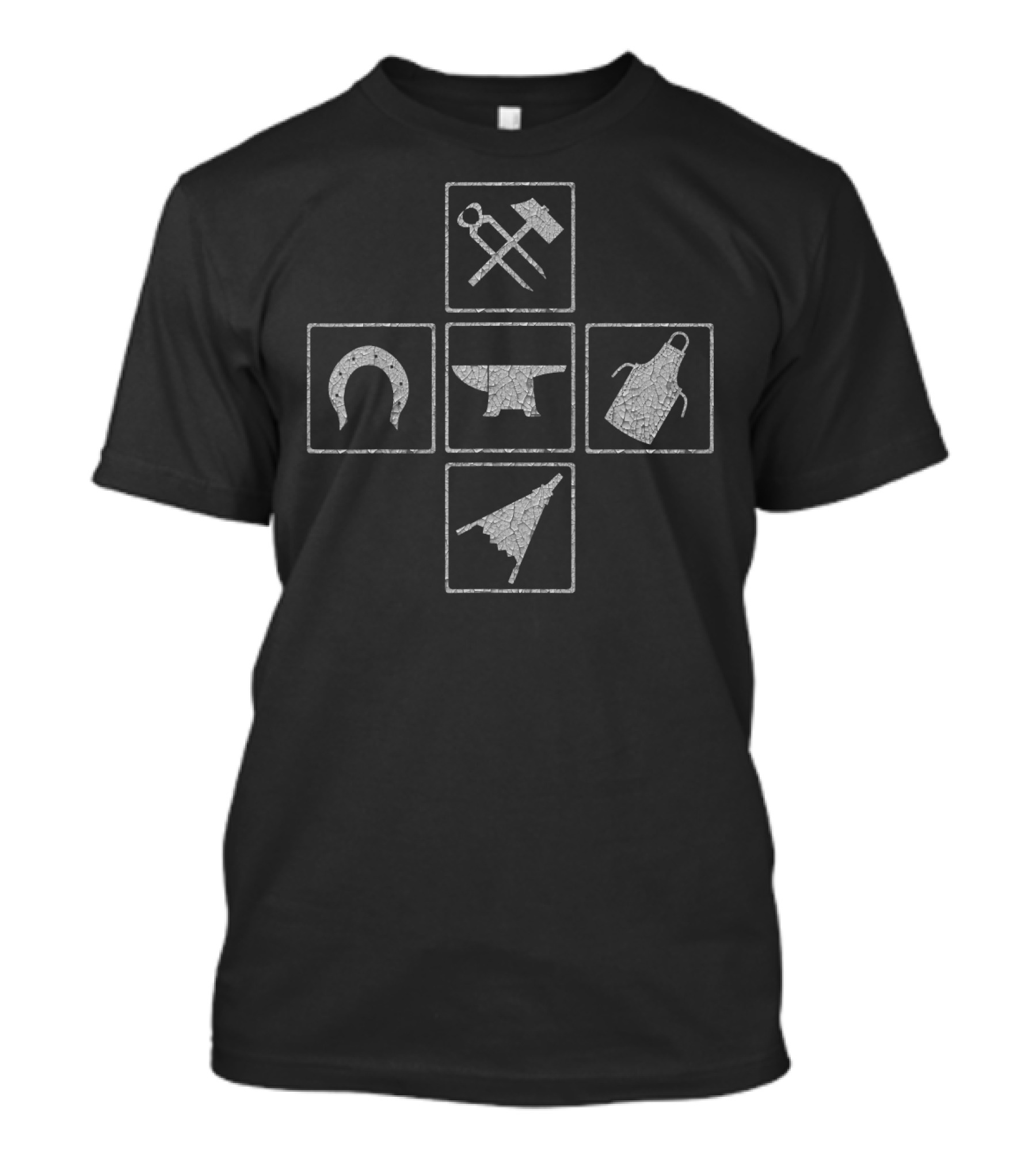 Blacksmiths Tools Anvil Hammer Horseshoe Tongs Apron Bellows T-Shirt