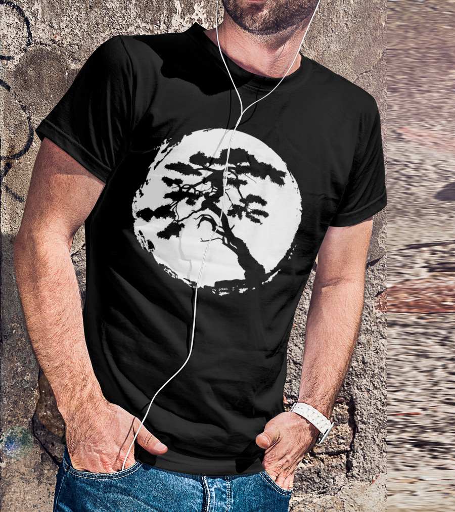 Bonsai Tree Japanese Zen Master Ink Circle T-Shirt